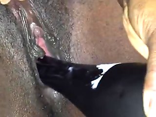 Black Champagne Bottle in Creamie Pussy