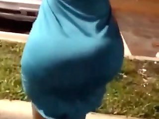 Thick ass Walking in Blue Dress